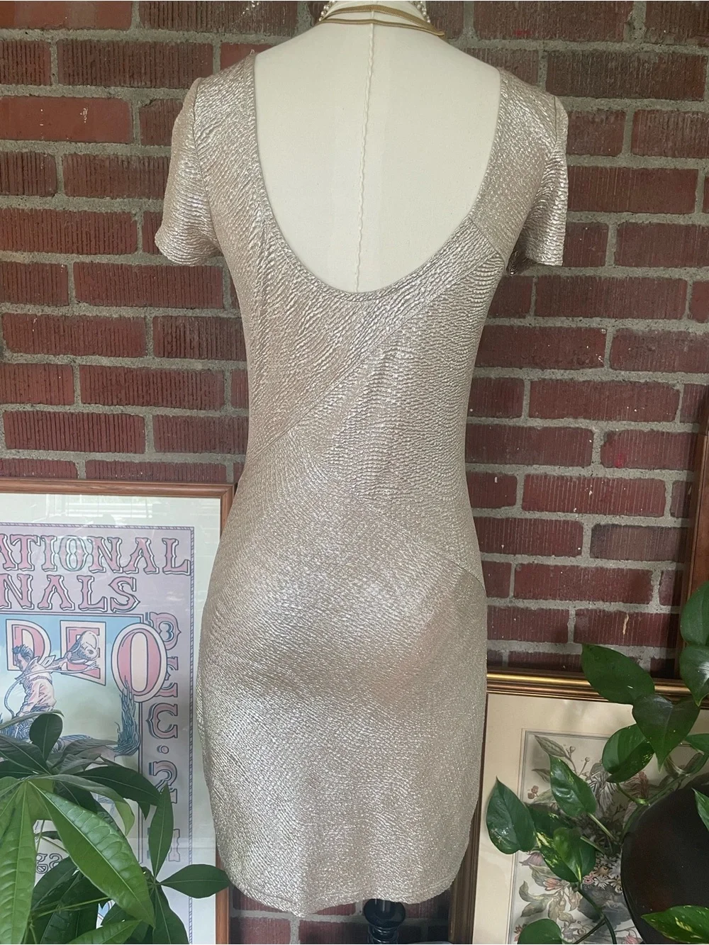 Free People Metallic Bodycon Mini Dress - Picture 2 of 4